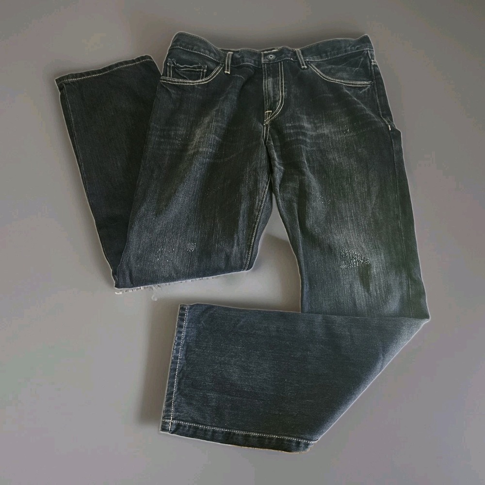 Express Jeans Classic Fit Straight Kingston Mens 33 X 32 Black Stretch Denim